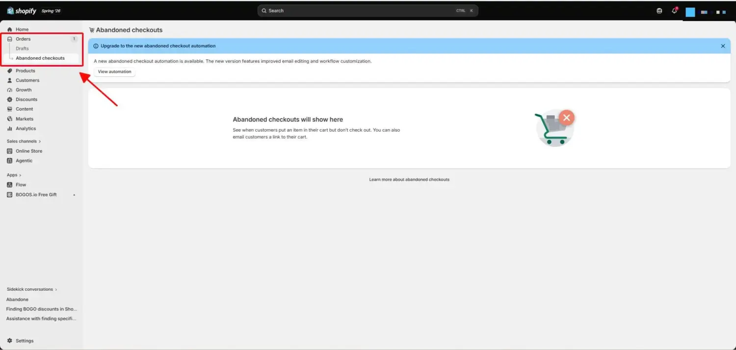 Abandoned Checkout Report Shopify