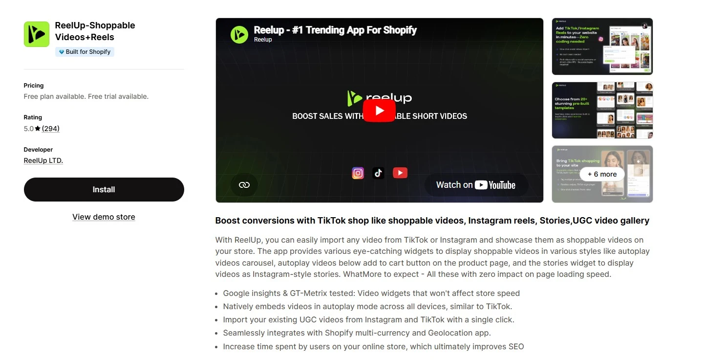 Reelup‑shoppable Videos+reels