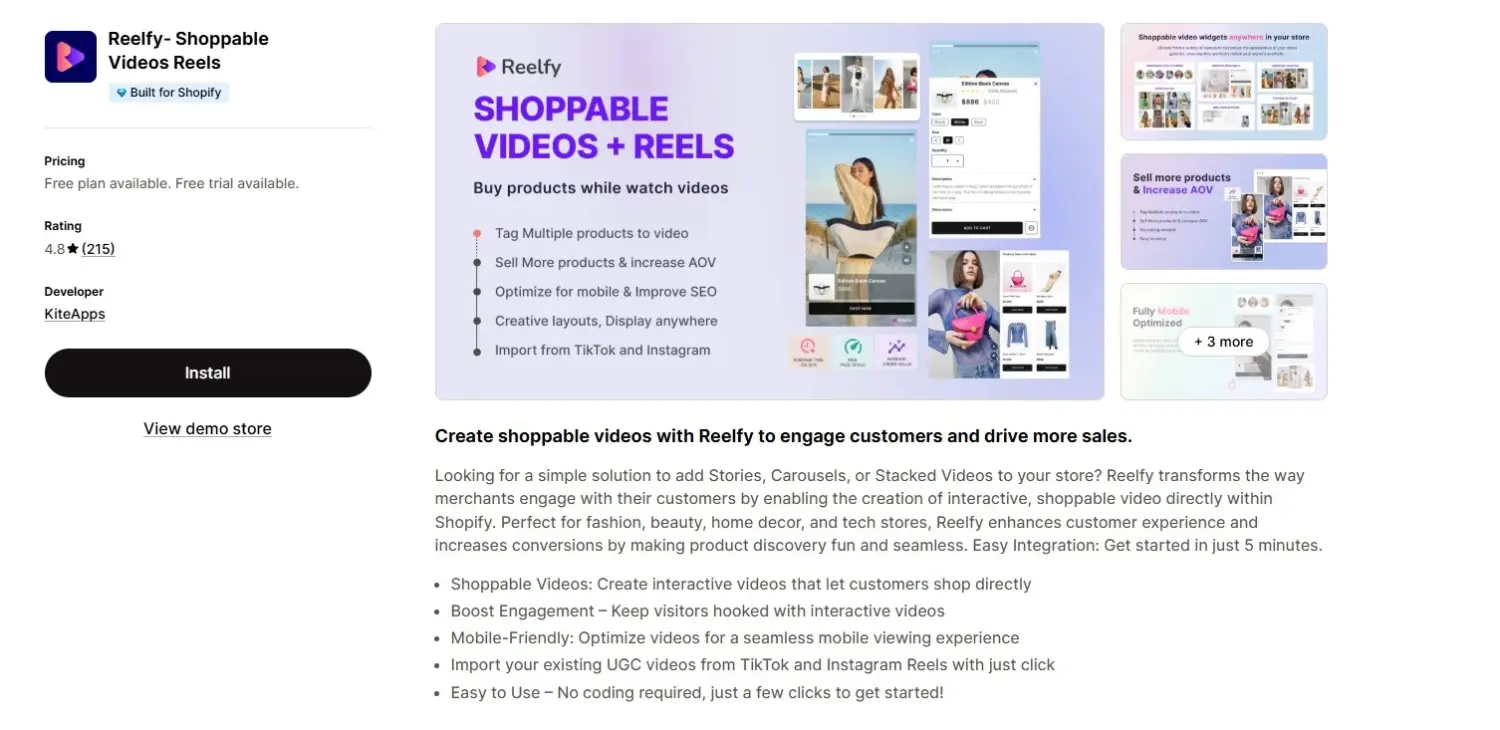 Reelfy‑ Shoppable Videos Reels