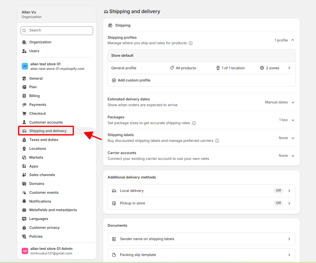 Shipping and delivery dashboard
