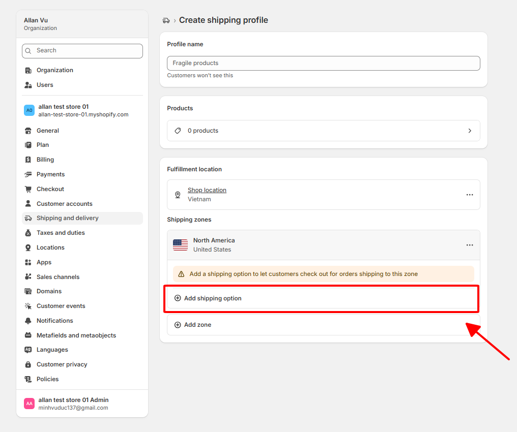 Add shipping option
