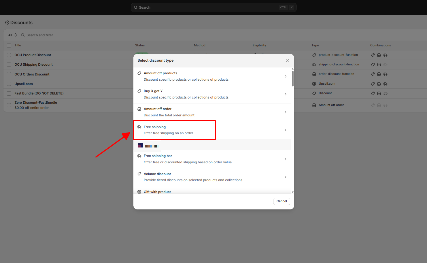 Free shipping discount with Shopify’s native discount feature