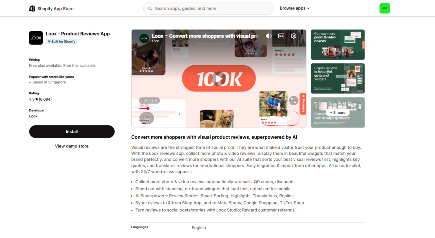 Loox Shopify app
