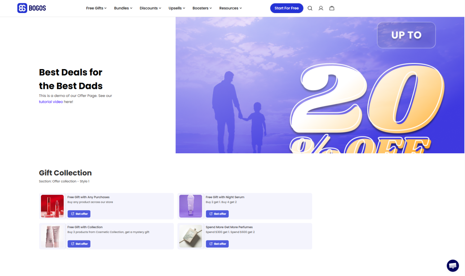 Offer page created by the BOGOS app