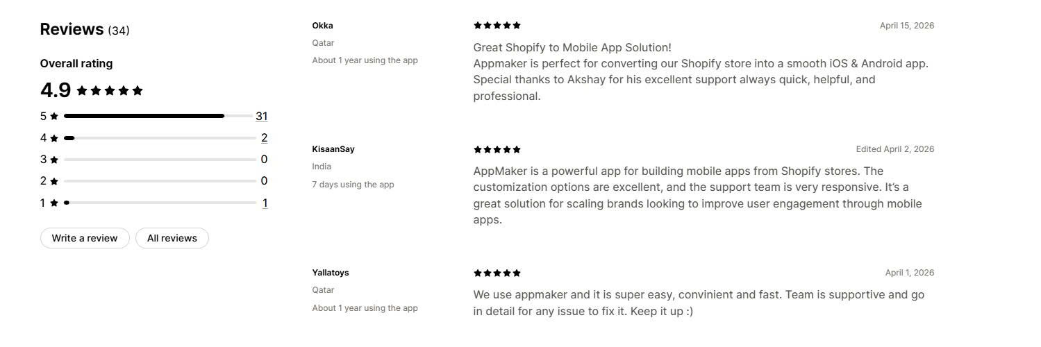 Appmaker Merchant Reviews