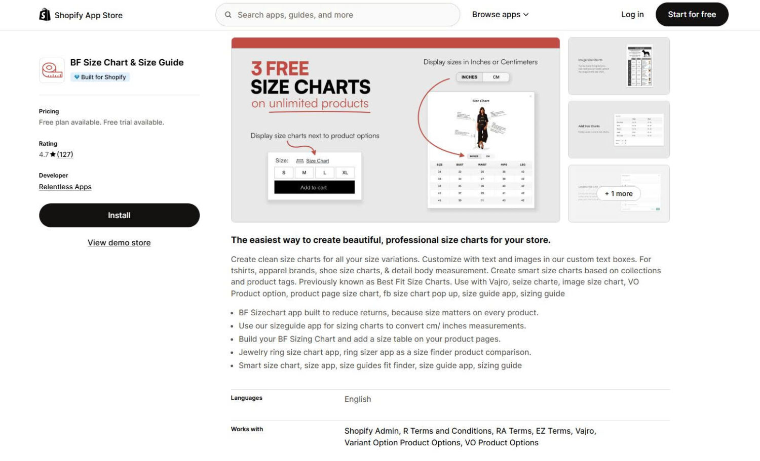 Bf Size Chart