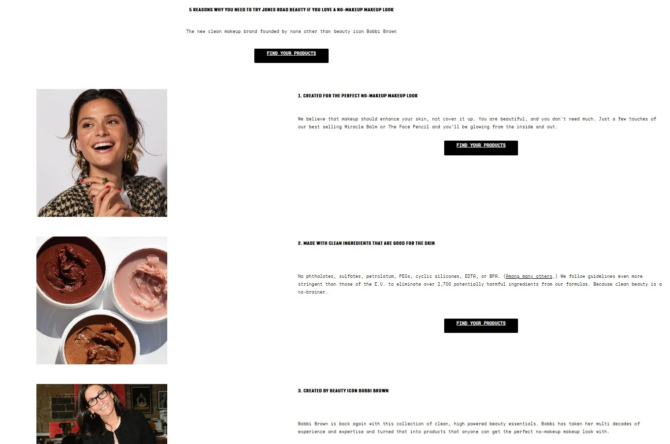Beauty Advertorial Landing Page With Numbered Benefits, Product Photos, And Call To Action Buttons
