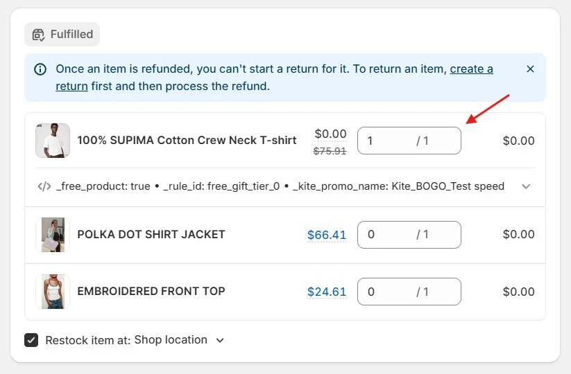 Fill In The Quanitity For The Refund Item
