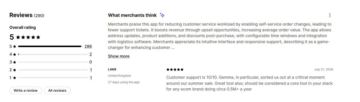 Order Editing Merchant Reviews