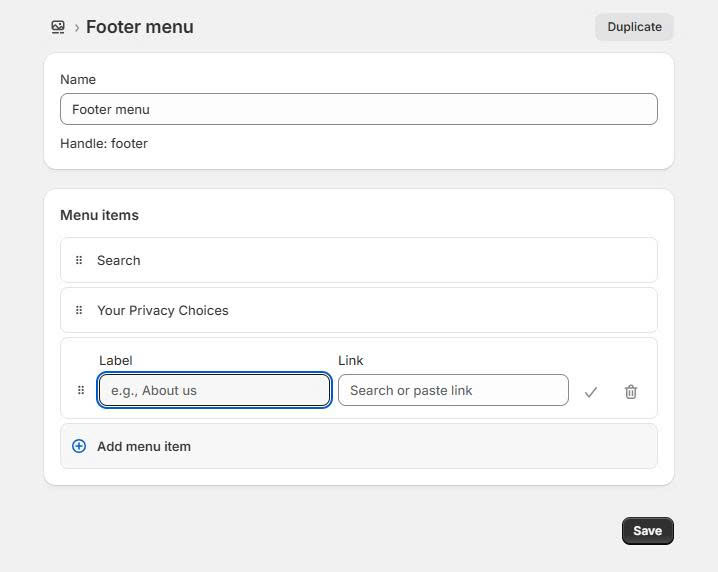 Save Menu Item