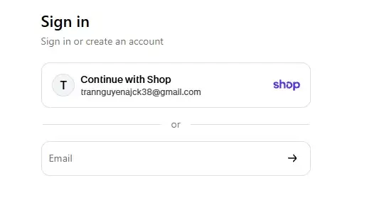 Shopify Customer Account Sign In Screen With A Shop Option And Email Field