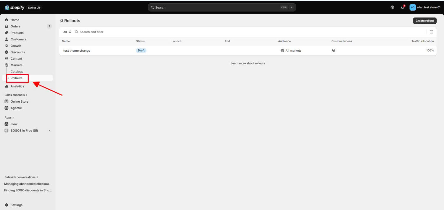 Shopify Rollouts Dashboard