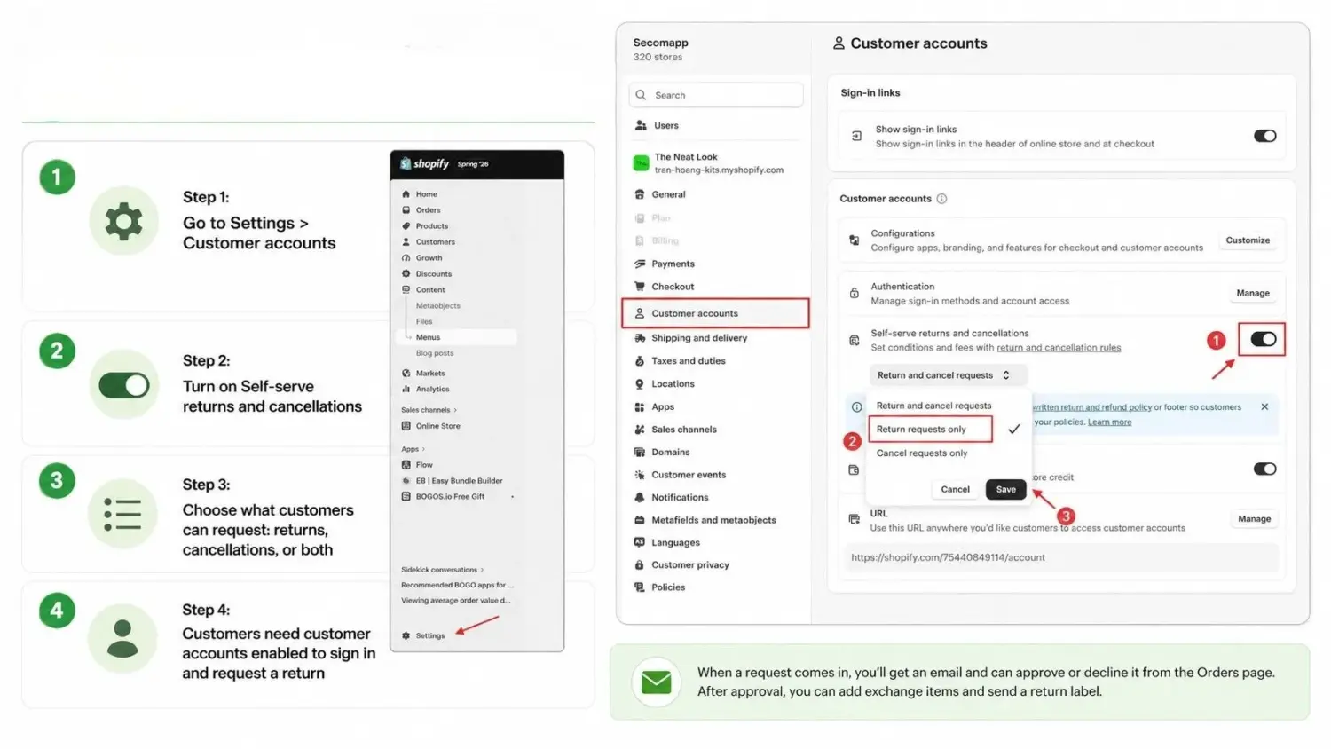 Step By Step Guide To Turn On Self Serve Returns