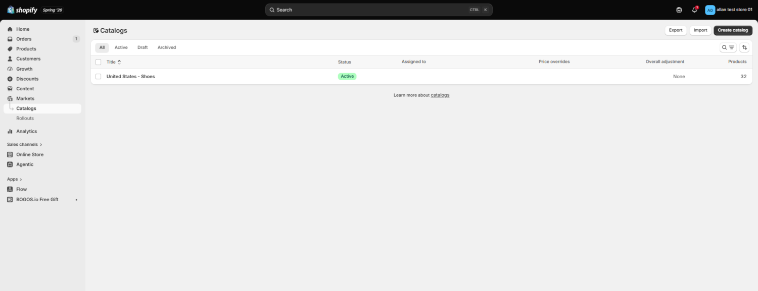 Shopify catalog
