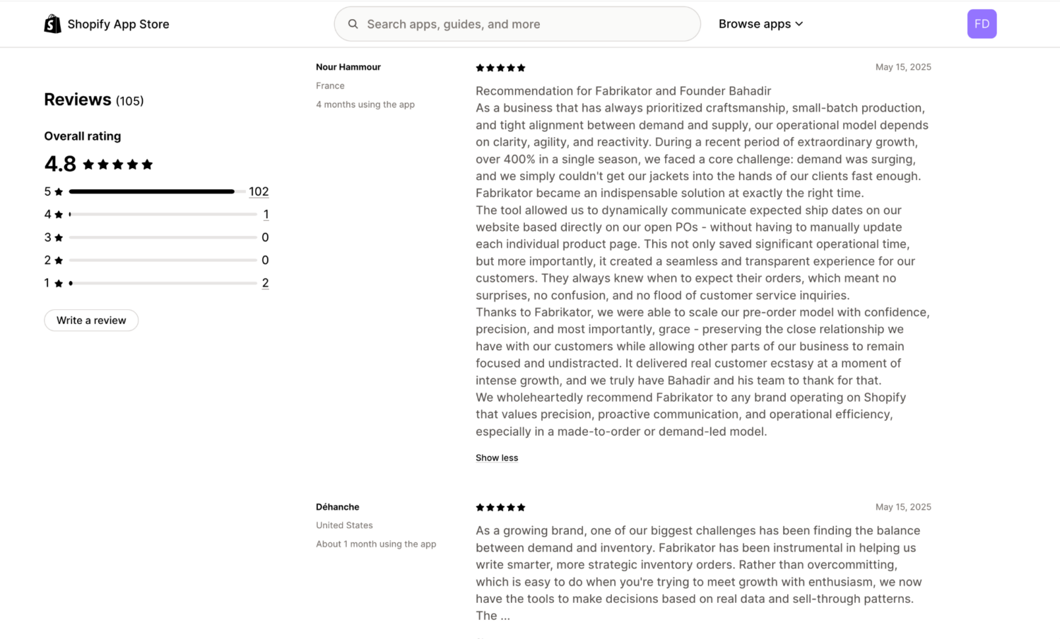 Fabrikator merchant reviews