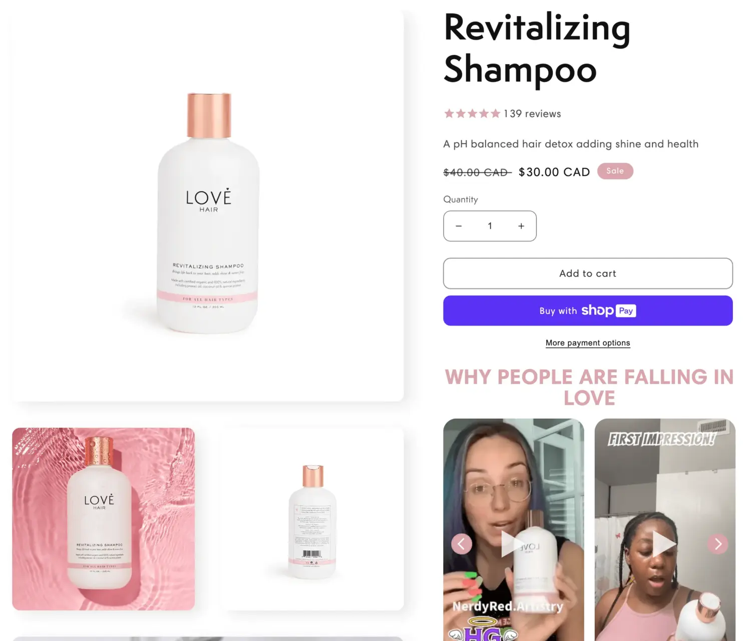 Shop pay checkout button on product page