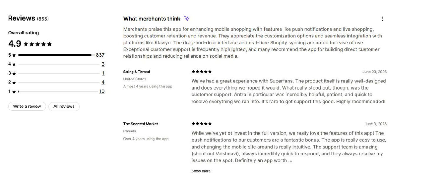 Superfan Merchant Reviews