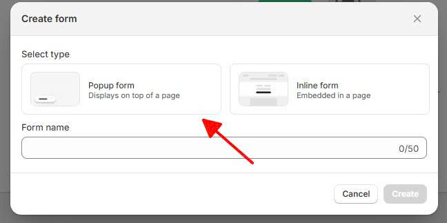 Choose Popup Form Type