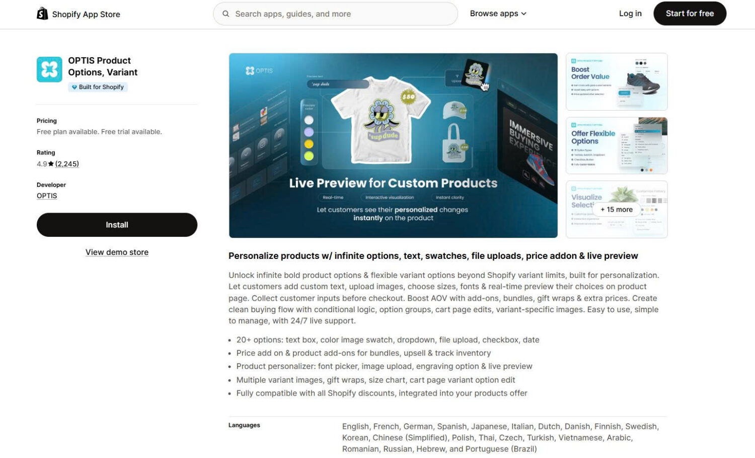 Optis Product Option