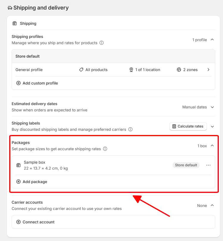 Set Real Package Sizes On Shopify