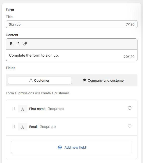 Set Up Form