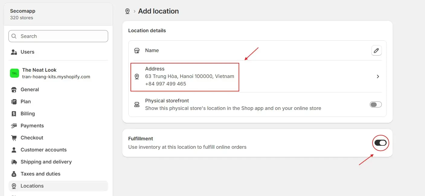 Shopify Add Location Form With Address Fields And Fulfill Online Orders From This Location Selected