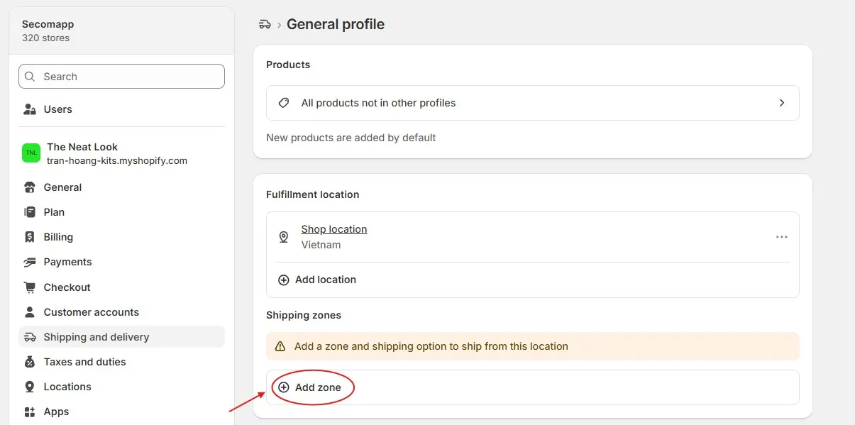 Shopify Shipping Zone Setup With A Zone Name And Countries Or Regions Selected