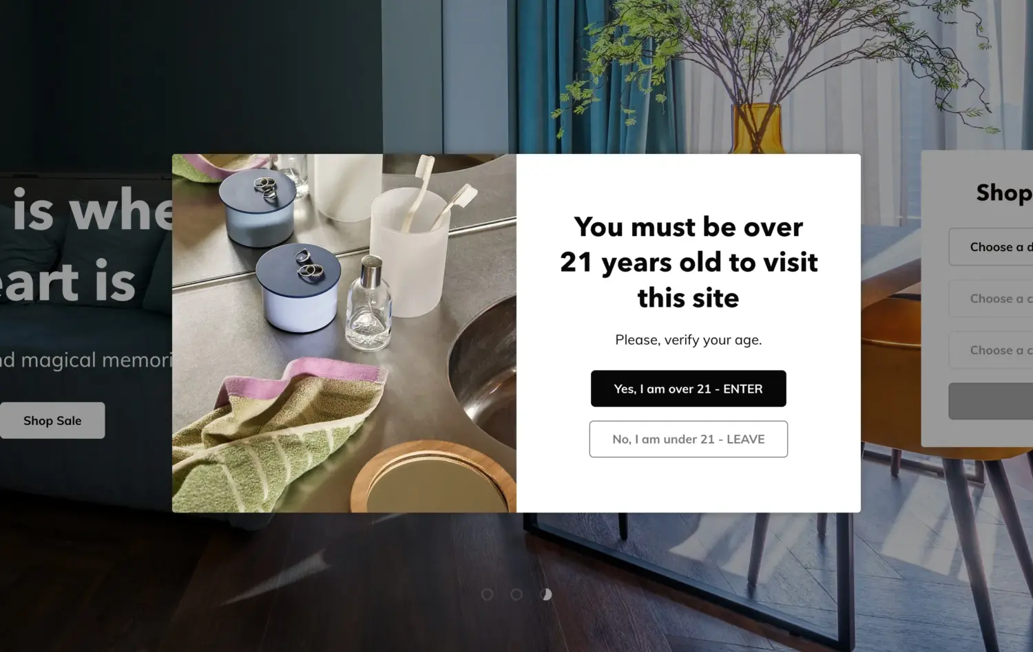 Age Verification Pop Up