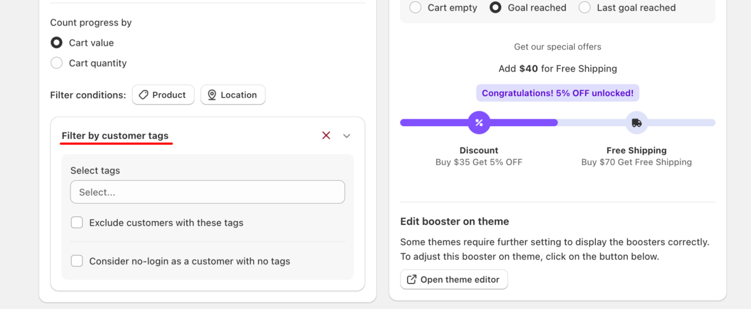 Progress Bar: Filter by Customer Tags