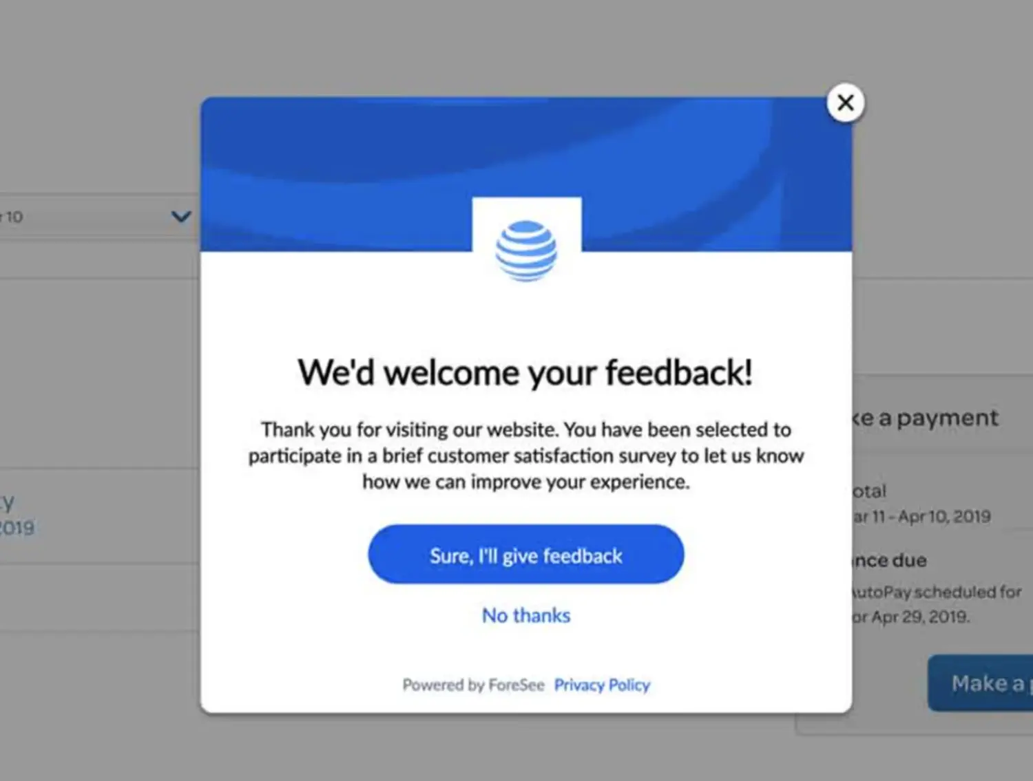 Survey Pop Up