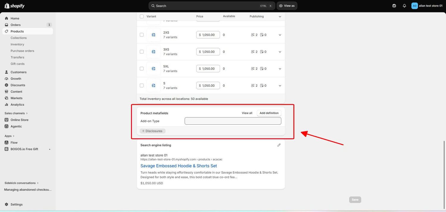 Assign Metafield To The Product