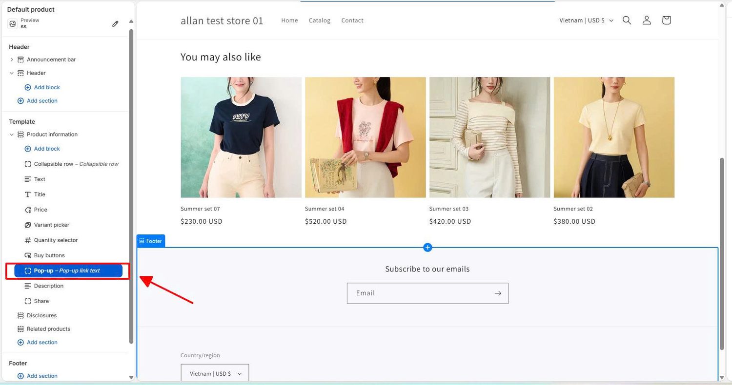 Drag the Popup Next to the Buy Button