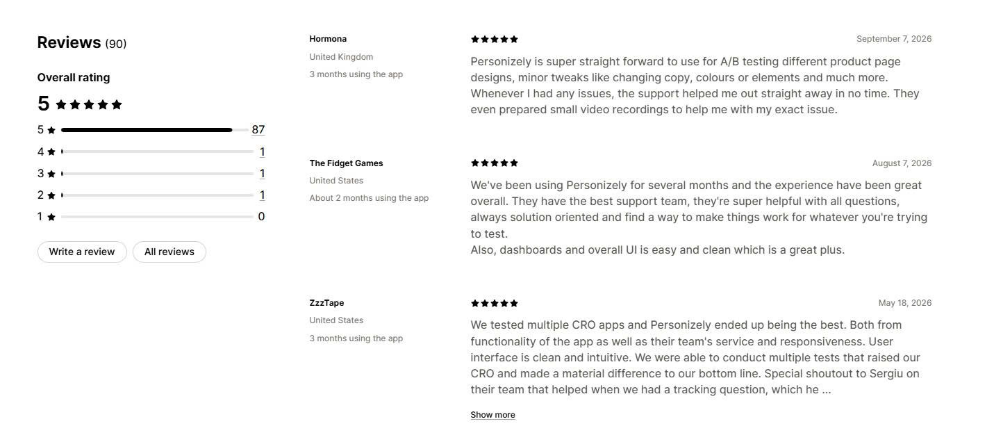 Personizely Merchant Reviews