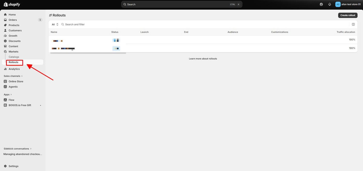 Shopify Rollouts