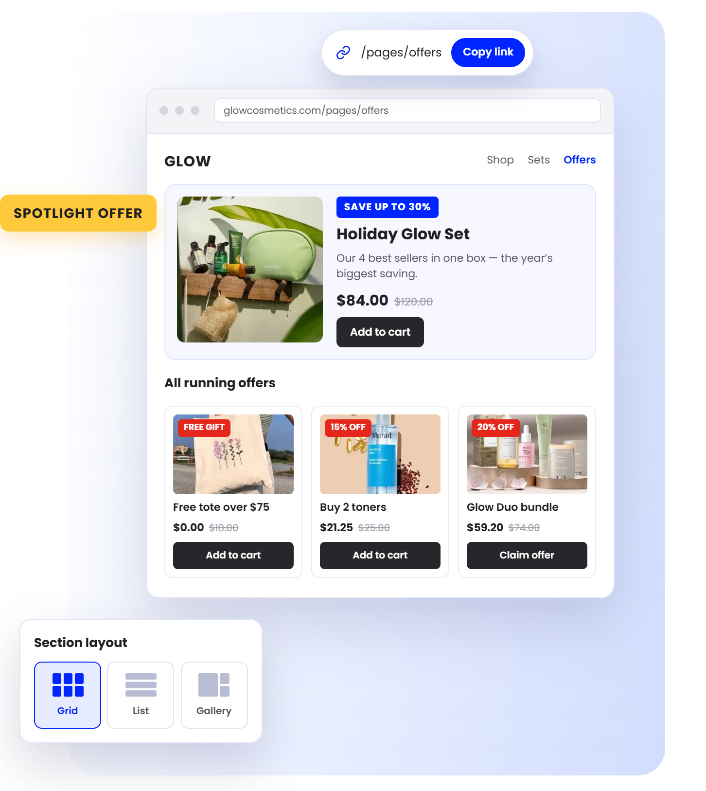 Bogos Feature Elements Offers Page