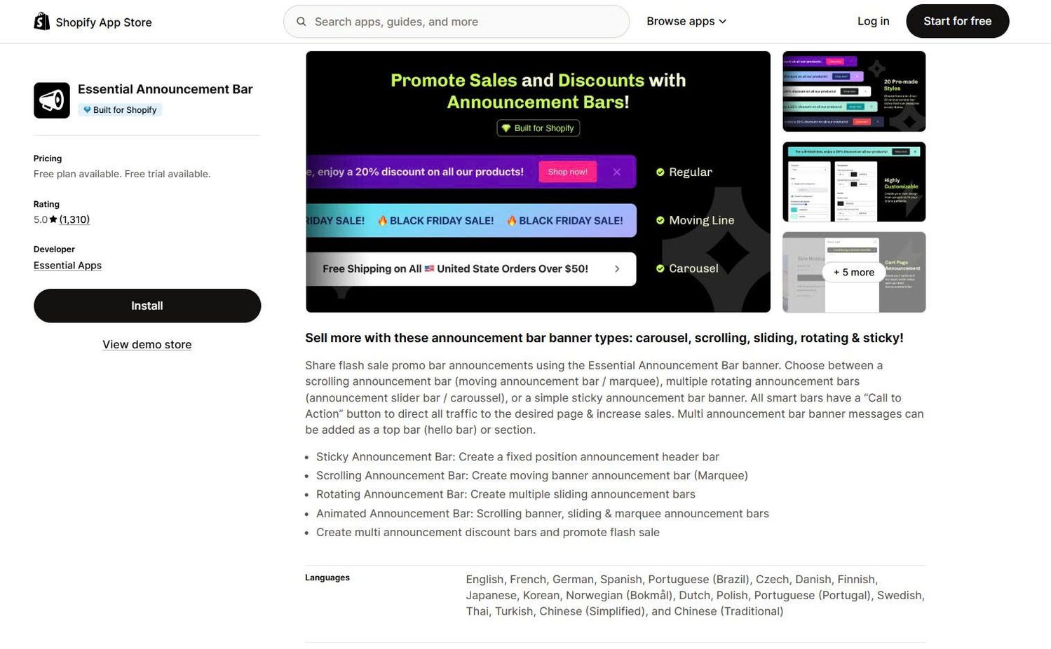 Essential Announcement Bar