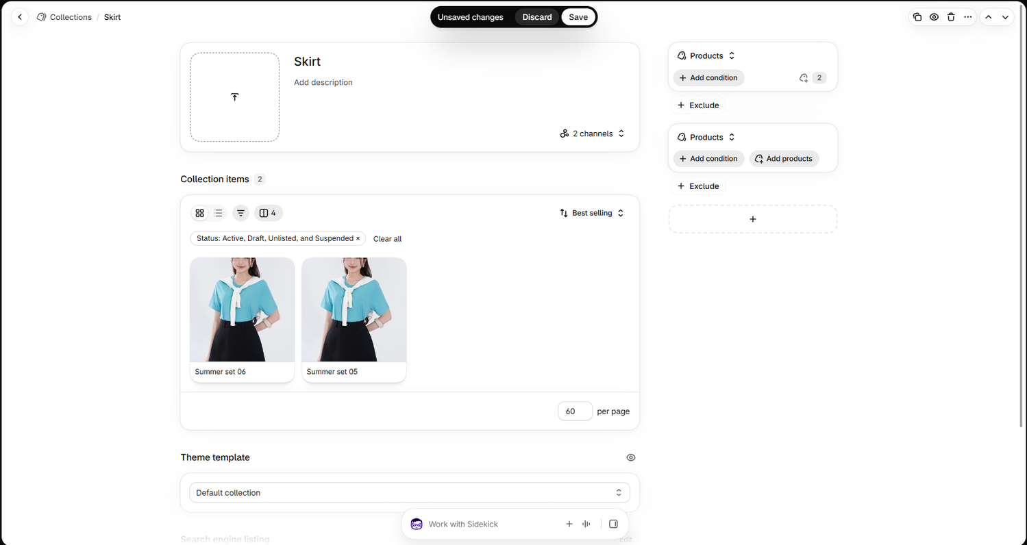 Add products to collection manually