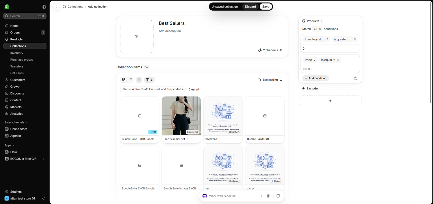 Create a new collection for best sellers
